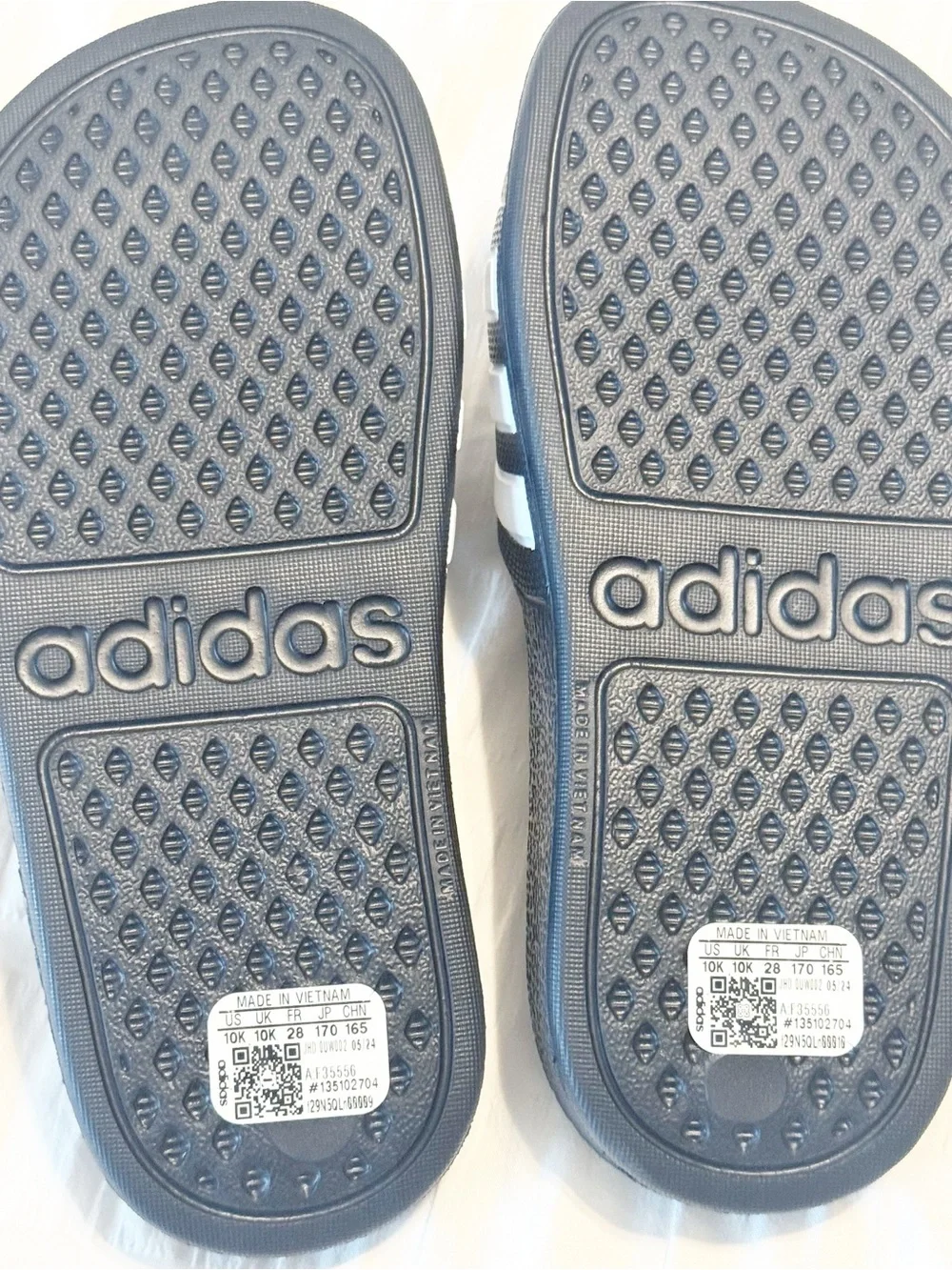 New adidas Slides Size 10K Black White Kids Sandals